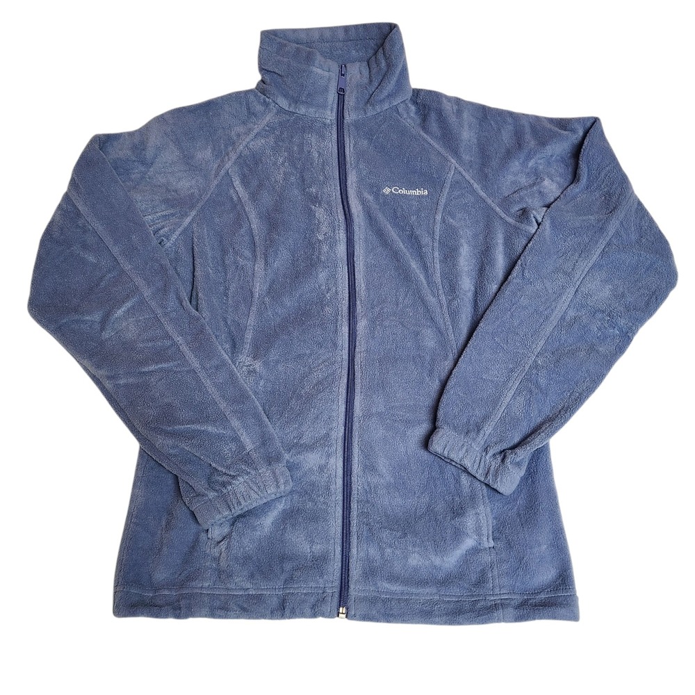 Columbia Fleece Jacket Full Zip Womens Small Outdoor Hiking Blue Purple Indigo